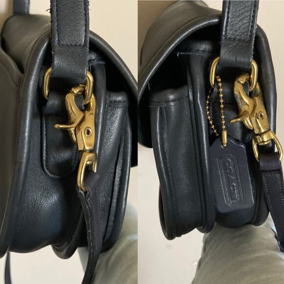 COACH Prairie Bag #9954 Blue Leather Flap Turnlock Vintage 90s Crossbody Bag - Picture 7 of 16